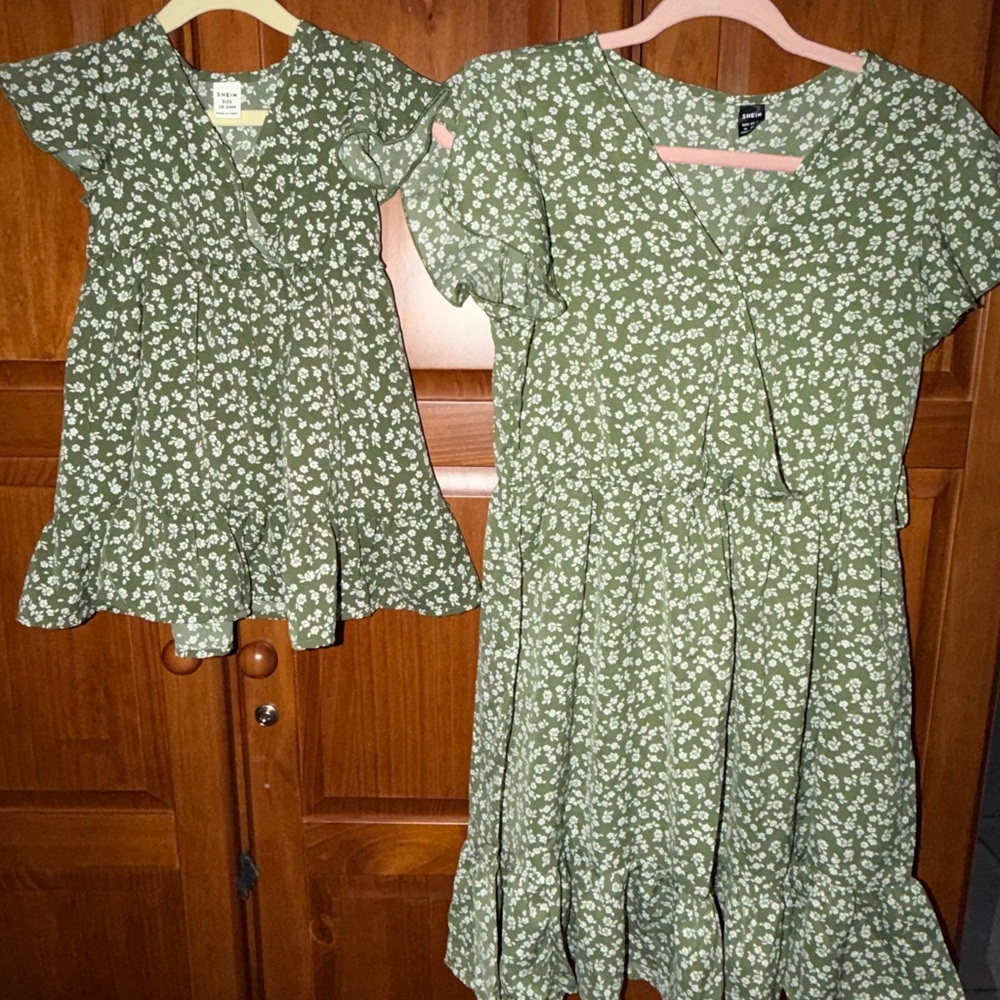 Mom & Me Olive Green Floral Matching Dresses